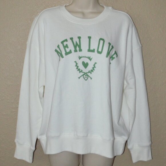 NWT $168 Sz M Kerri Rosenthal White Ex Boyfriend New Love Sweatshirt - Picture 1 of 6